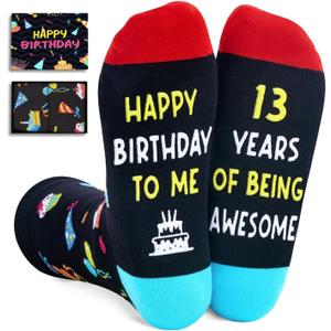 Zmart Birthday Gift Ideas for Teens - 13-19 Year Old Birthday Socks for Boys Girls Son (Black)