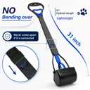 31inch Large Pooper Scooper for Dogs with Long Handle, Sturdy & Durable, Not Easy to Break, Lightweight & Easy to Use, Easy to Pick Up from Grass and Gravel | Less Bend Down, One-hand Operate Pick up for all Surface, Heavy Duty Poop Scooper for Large Medium & Small Dogs