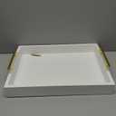 16"x12" Serving Trays with Handles, White Decorative Serving Tray, Ottoman Trays, Living Room, Bathroom, and Outdoors Decorative Trays (White)