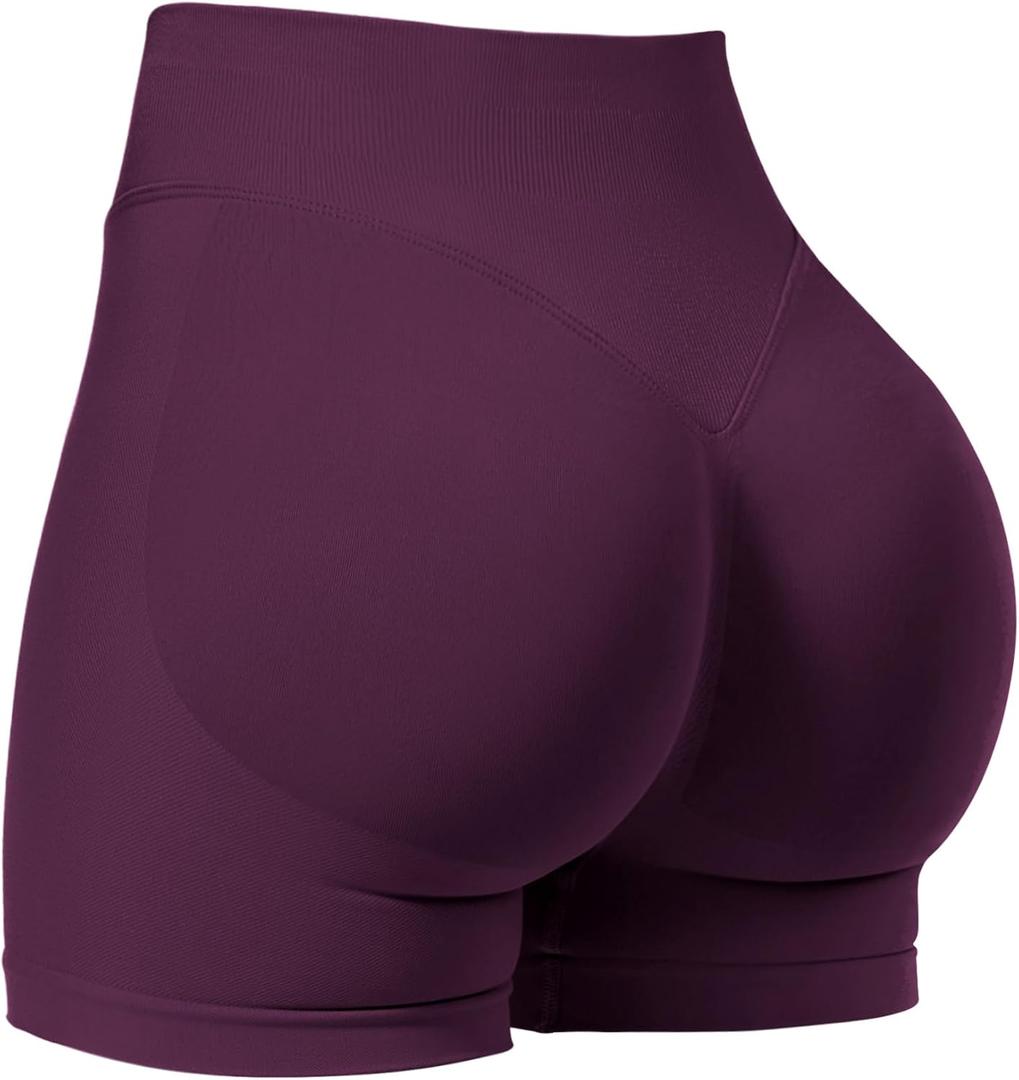 VOYJOY Women Workout Impact Shorts 3.6"/ 4.5"/ 6" Scrunch Butt Lifting Gym Seamless Booty Biker Shorts (X-Small, Black Cherry)