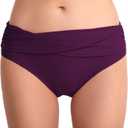 Women's Bathing Suit Bottoms Full Coverage Ruched Bikini Tankini Bottom Swimsuit Brief L