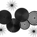Lingvee 8 Pcs Gold Wall Decor Modern Metal Decor Metal Starbursts Radial Plate Art Hanging Decorative Wall Decorations for Home Bedroom Bathroom Living Room Office Sculpture (Black)