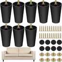 TURSTIN 16 Pack 4 Inch Plastic Furniture Legs with M8 T-Nuts Screws Tapered Sofa Couch and Chair Legs Replacement Furniture Legs for DIY Projects Sofas Coffee Tables Dressers Beds