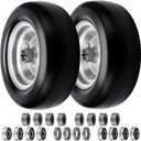 11x4.00-5 Lawn Mower Tires Flat FreeSolid Smooth Tires and Wheel s with 3/4" & 5/8" & 1/2" Ball Bearings, 3.4"-7.4" Centered Hub Lawn Mower Front Tires, for Zero-Turn Lawn Mowers 2 Pack, Silver