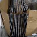 Creative Co-Op Metal and Draped Wood Bead Chandelier, Light Blue/Grey