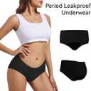 TIICHOO Womens Seamless Period Underwear Silky No VPL Leakproof Pants with Laundry Bag 5-Pack(3XL, 3 Black/2 Grey)