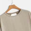 SOLY HUX Women Open Back Tops Workout Backless Tee Casual Athletic Shirts Short Sleeve Oversized Gym T Shirt Plain Brown X-Large (Beige, XL)