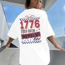 Party in The USA T-Shirt Women 4th of July Independence Day Shirts Funny Patriontic Graphic Short Sleeve Tee Tops (Medium)