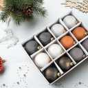 Poen 12 Pack Textured Ball Ornaments - Christmas Neutral Matte Christmas Tree Ball Decorations Bulk for Winter Holiday Xmas Party Hanging Decor(Classic Style,2.4")