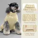 kyeese Dog Sweaters for Small Dogs with Golden Thread Turtleneck Dog Cable Knit (Beige)
