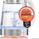 Speed-Boil Water Electric Kettle, 1.7L 1500W, Coffee & Tea Kettle Borosilicate Glass, Water Boiler, Auto Shut-Off, Cool Touch Handle, Base Detachable, LED. 360 Rotation, Boil Dry Protection (White)