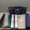 American Mahjong Tile Set,166 White Tiles Mahjong Set,4 Colors Mahjong Racks,Travel Mahjong Set with Blue Carrying Bag, 5" x 2" x 1.2"