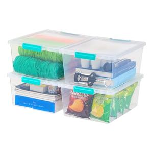 IRIS USA 12 Qt. Plastic Storage Bins Containers with Lids, 4 Pack, Small Sensory Bin, Craft Storage, Craft Organizers & Storage, Organizing Container for Home, Office & Art Supplies, Stackable, Clear