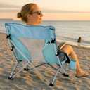 ABSCONDO Low Beach Chair for Camping, Picnic, Sporting, Lightweight Camping Chair for Adults, Folding Beach Chair with Cup Holder & Carry Bag(2pcs)