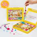 HolidayQbee DIY Bead Keychain Making Kit for Kids Beaded Bag Charm Kit Alphabet Beads Muti-Colorful Heart Pony Bead for Key Chain Making Kit Bag Charm Making Kit Gifts for Boy Girls