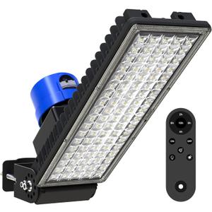 Kekeou 100W Dusk to Dawn LED Flood Light with Remote, 6500K Security Lights | 14000LM, IP67 Waterproof & Rugged, Timer, 10KV Surge, Flicker-free, 240 Adjustable Mount for Yard, 100W-Arm