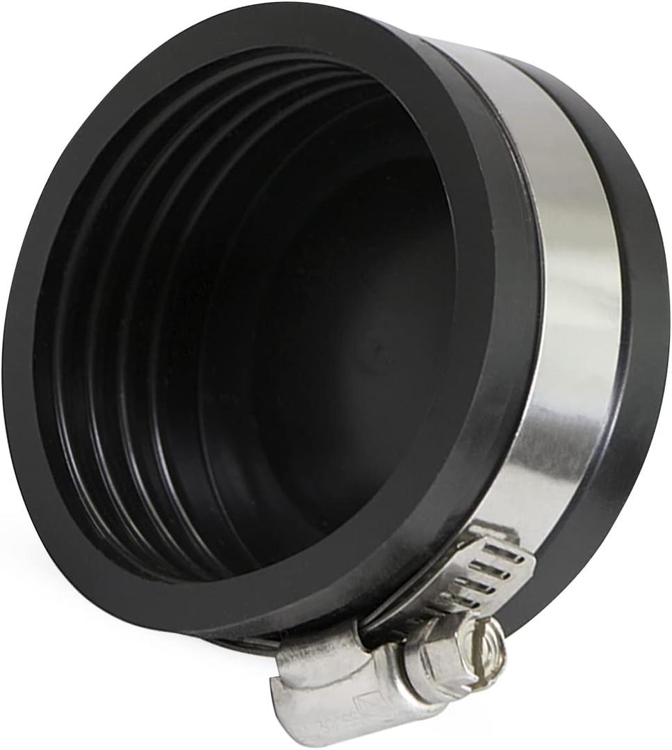 Supply Giant 39334 Flexible PVC Pipe Cap with Stainless Steel Clamp, 1.9" Inner Diameter for 1-1/2" Nominal Pipe, Black