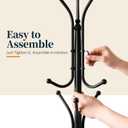 Yoobure Metal Coat Rack Freestanding with Marble Base, Coat Tree with 12 Hooks & Umbrella Holder, Coat Hanger Stand for Corner Entryway Bedroom Office, Heavy Duty Coat Rack Stand for Clothes Hats Bags
