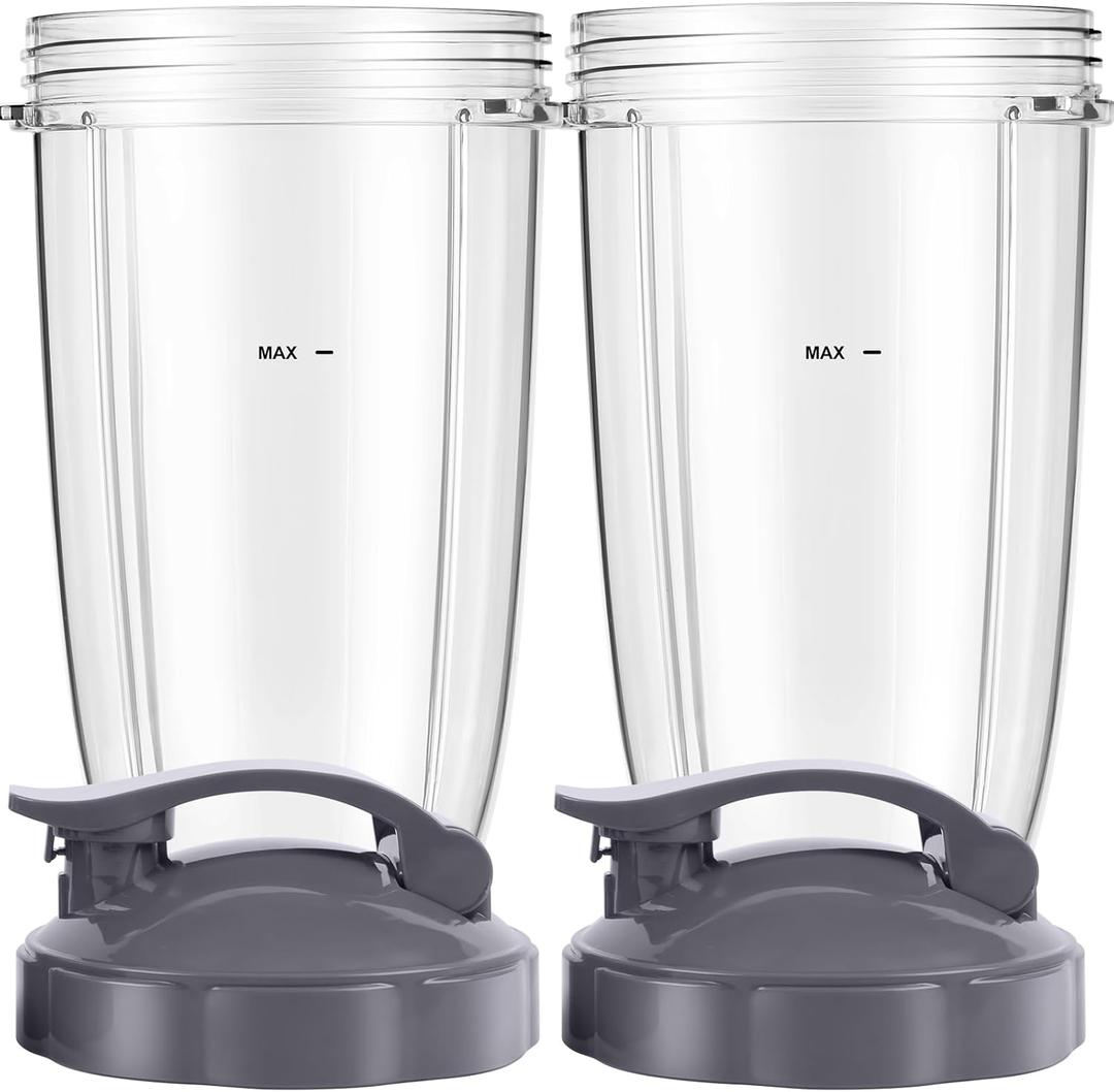LVAINIT Blender Cups 24oz Cups with Flip-Top To-Go-Lids Fit for NutriBullet Blender 600W Pro 900W NutriBullet Replacement Parts