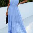 PRETTYGARDEN Women's 2026 Summer Maxi Dress Spaghetti Strap Sleeveless High Waist Beach Vacation Long Sundresses (Blue, S)