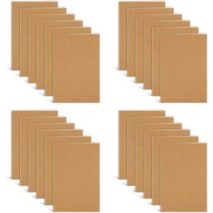 24 Pack A6 Mini Journal, 3.5"x 5", Thick & Lined Paper, Pocket Notebook, Softcover, Small Memo Notepad (Brown Kraft)
