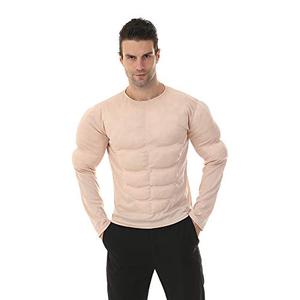 EraSpooky Men Muscle Shirt Bodybuilder Halloween Costume Accessory for Adult Muscle Shirt Padded Beige XL