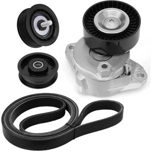 Serpentine/Engine Drive Belt Tensioner and Idler Pulley Kit Compatible with 2006-2011 Mercedes-Benz ML350 GL450 E350 C300 S550 CLK350, Replaces# 2722021419 2722000270 2722021019 6PK2404