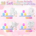 Foilswirl 28 Set End of Year Gifts DIY Painting Kit Unicorn Ceramic to Paint Your Own Statues Unpainted Bisque Figurines with Greeting Cards Art Crafts for Prize Summer Party Favors