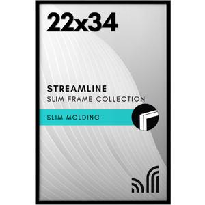 Americanflat 22x34 Poster Frame with Polished Plexiglass - Streamline Collection - Thin Border Picture Frame for Wall Display - Hanging Hardware Included - Black