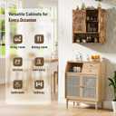 INNOD Bathroom Wall Cabinet, Wall-Mounted Medicine Cabinet with Adjustable Wood Shelf & Doors, Floating Bathroom Cabinet Over Toilet for Laundry Room & Kitchen & Living Room (Retro)