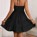 SOLY HUX Women's Summer Mini Dress Halter Backless Sleeveless A Line Ruffle Hem Flowy Cami Dresses Sundress (Black, M)
