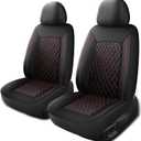 Car Seat Cover,Breathable and Waterproof Leather Seat Covers,Luxury PU Universal Fit Automotive Airbag Compatible for Cars Sedans SUV and Trucks(2 Pieces,Front Seat,Black+Redline,N1)