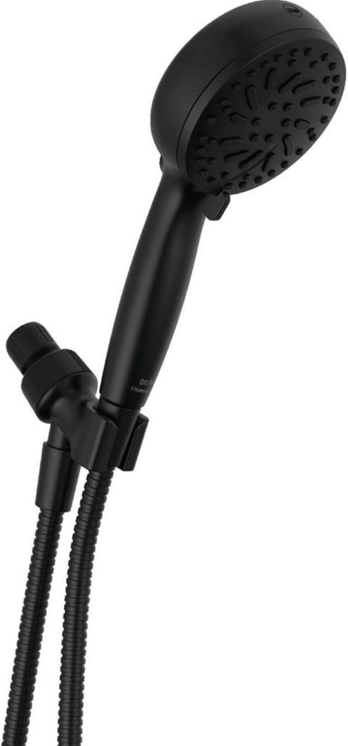 Delta Faucet ProClean Matte Black Shower Head with Handheld, Showerhead with High Pressure Spray, Handheld Shower Head, 6 Spray Settings, Matte Black 75740BL