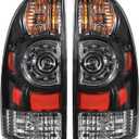 Boine Tail Light Compatible With 2005-2015 Toyota Tacoma Pickup Driver and Passenger Side Black Bezel Rear Light Brake Lamps LED Lens - Bulb and Harness Included 8155004160 8156004160