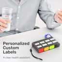 Weekly Pill Organizer 1 Time a Day  Travel Pill Case 7 Day, Small Pill Box 8 Compartments Push Open, with Color Slots, Medicine Organizer for Fish Oil, Vitamins, with Wrist Lanyard, BPA Free, Black