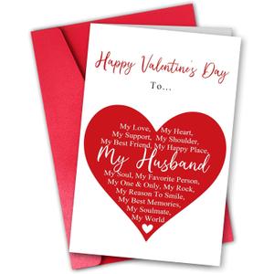 8 x Octliff Sentimental Valentines Day Card for Husband, Romantic Soulmate Spouse Anniversary Card for Him My Best Friend Love Support (#005)