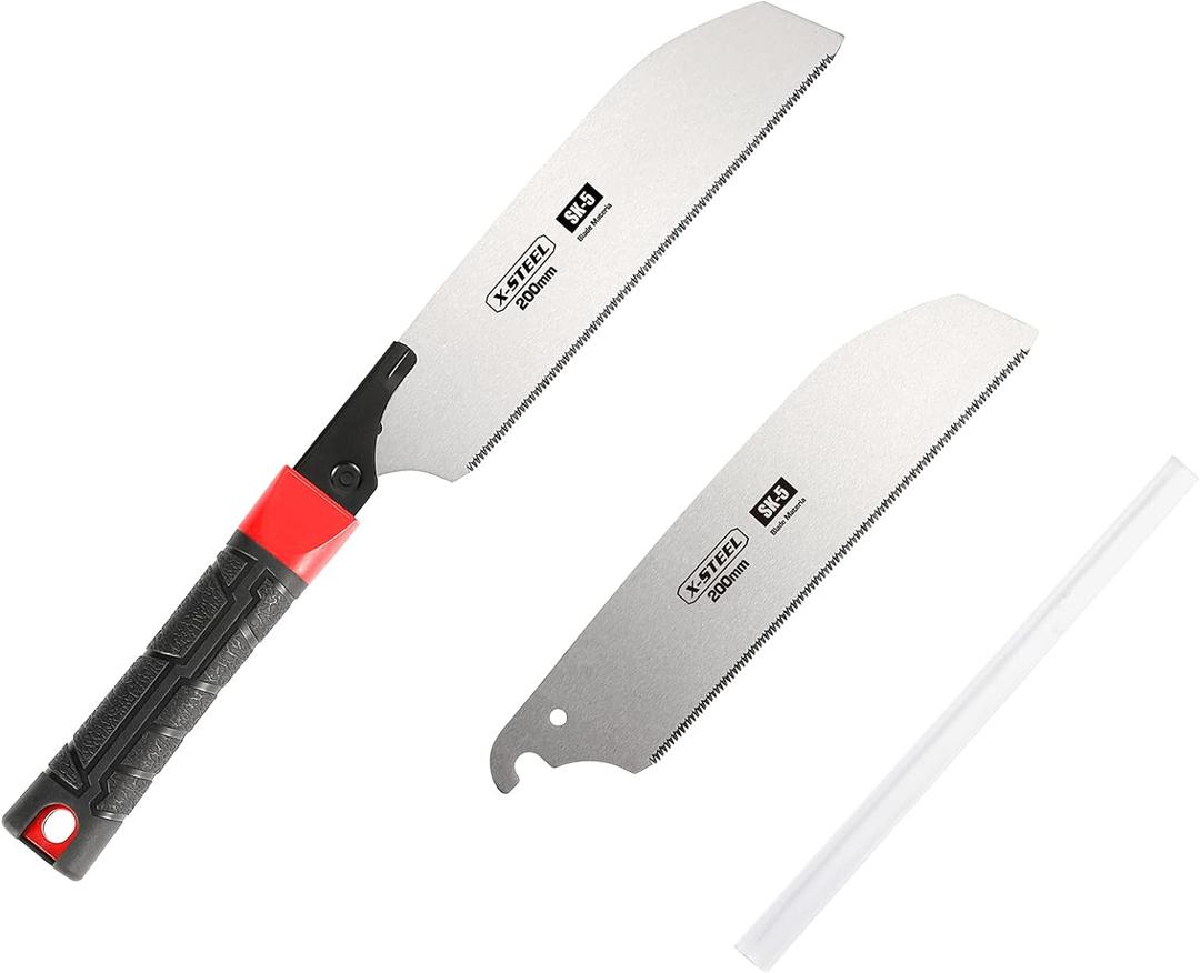 2 in 1 Japanese Hand Saw7.87 inch Pruning SawSK-5 Steel Pruning Saws for TreeReplaceable Blade for DIY Craft, Non-Slip Hand Handle, Sharp & Lightweight for Woodworking and Garden Trim