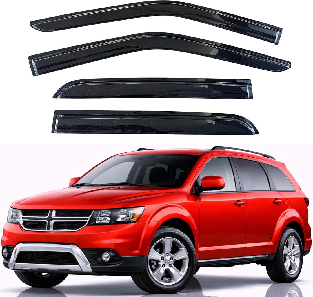 KPY Rain Guards Fit for 2009-2020 Dodge Journey, Out-Channel Window Visors Vent Wind Deflectors 4PC, Car Accessories for 09-20 Journey