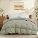 Joysoul Twin Size Down Comforter - All Season Ultra Soft Goose Down & Feather Fiber Fill, Luxury Hotel Sage Green Duvet Insert with Corner Tabs (68" X 88")