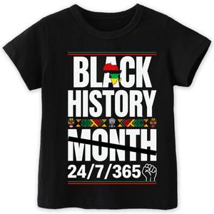 Kids Black History Shirt,Toddler Black History Month T-Shirt Boys Girls, African American Tee, 2-6T