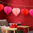 2 x Valentine's Day Party Decoration Set - 5 Pack 12in Heart Honeycomb & Ball Tissue Paper Pom Poms in Red, Love-Inspired Honeycomb Hearts Ideal for Wedding & Classroom Decorations
