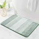 Kmson Ombre Bath Mat Bathroom Rugs, Non Slip Ultra Soft and Water Absorbent Bath Carpet, Machine Washable Quick Dry Bedroom Door Mat Living Room Rug Green 17" x 24"