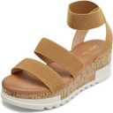 DREAM PAIRS Women's Open Toe Ankle Strap Casual Flatform Platform Wedges Sandals (8.5, Camel-1)