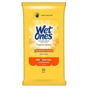 Wet Ones Tropical Splash Antibacterial Hand Wipes, 20 Count