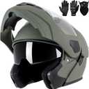 Adult Modular Motorcycle Helmets, DOT Approved Flip up Dual Visor Full Face Helmet for Men Women Moto ATV UTV Snowmobile ADV Four Wheeler Street Bike with Gloves & Mask