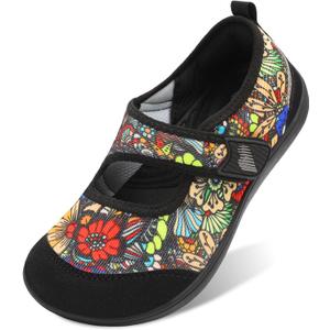 BARERUN Womens Barefoot Walking Shoes Adjustable Wide Diabetic Shoes Breathable Zero Drop Sneakers for Wide Width Arthritis Edema Feet Nursing Shoe Indoor Outdoor (7.5 Wide, Flower)