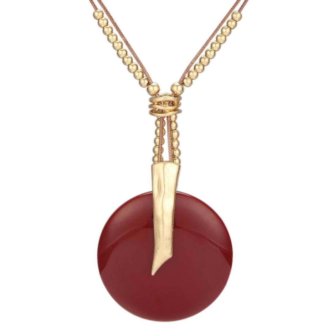 Bjesinmo Big Pendant Necklace Long Leather Necklaces for Women Natural Stone Necklace Gold Chunky Boho Necklaces for Women Bohemian Jewelry