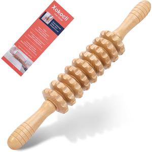 Xokocli Wood Massage Roller Wood Therapy Massage Tools Body Roller Cellulite Roller Fascia Blaster Muscle Roller Wooden Massager for Lymphatic Drainage, Maderoterapia, Pain Relief(White 9-Wheel)