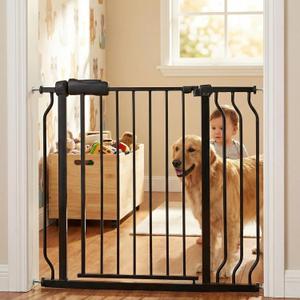 Walk Through Baby Gate 29-38.5 Inch Wide Openings Large Baby Gate for Stairs Tension Pet Dog Gates Indoor for Doorways No Drilling Pressure Mounted Pet Gates for Kids (34"-38.5"/86-98CM, Black)