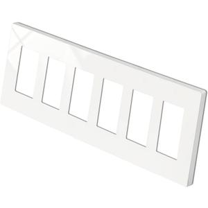 1 Pack BESTTEN 6-Gang Screwless Wall Plate, Decorator Outlet Cover, USWP4 Glossy Off White, Wallplate for Light Switch, Dimmer, GFCI, USB Receptacle, H4.69 x L12.0, ETL Listed